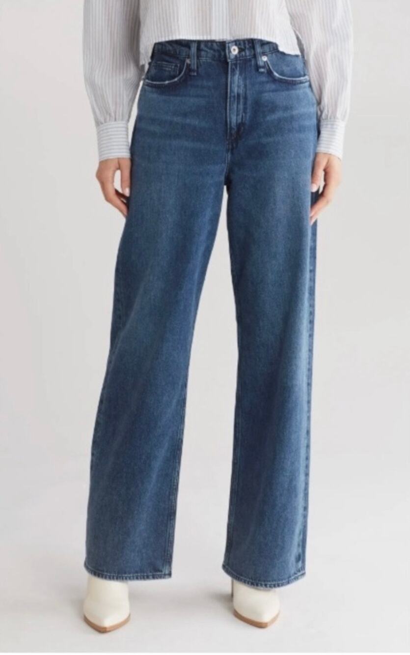 rag & bone Logan Mid-Rise Wide Leg Jeans, Charlock, Size 23